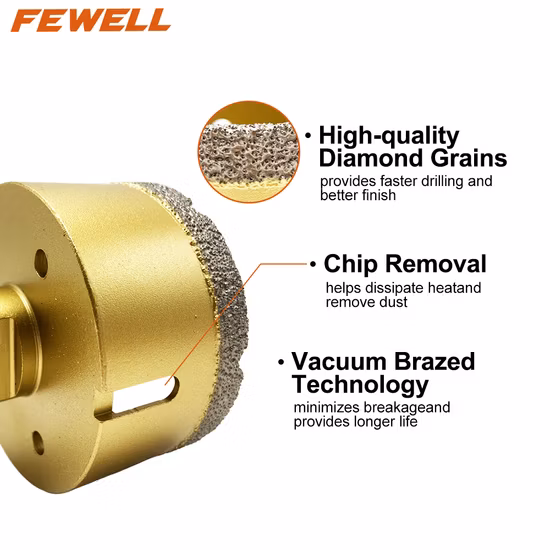 M14 スレッドダイヤモンド乾式真空ろう付けドリル花崗岩大理石ホールソーツール